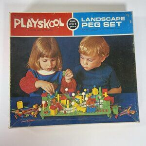 Vintage Playskool Landscape Peg Set No. 245 – 1970s Wooden Toy